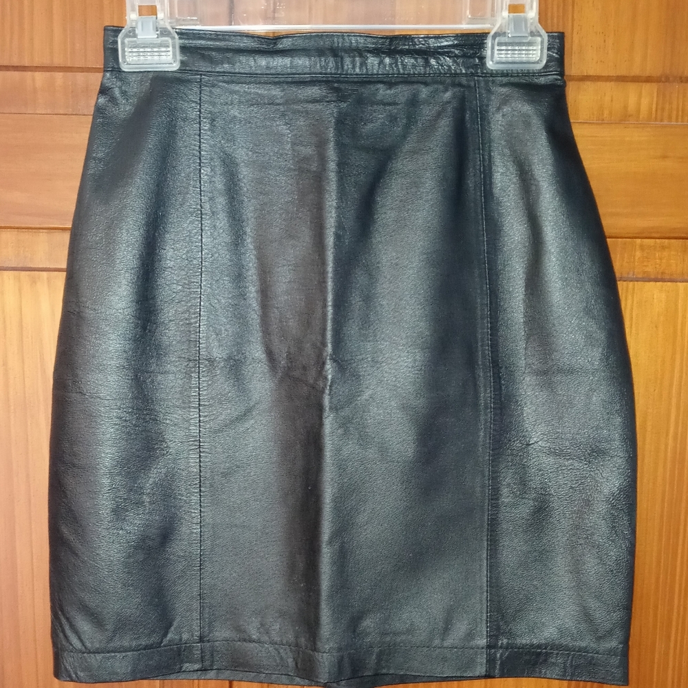 Vintage Wilsons Suede & Leather Skirt Black Women’s Size 8 FREE SHIPPING